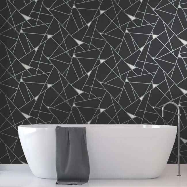 Prismatic Black & Silver Wallpaper - York Wallcoverings - BW3985 - York Wallcoverings Wallpaper