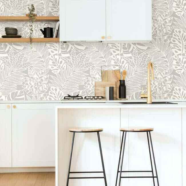 Jungle Leaves Wallpaper Stone - York Wallcoverings - SS2574 - York Wallcoverings Wallpaper