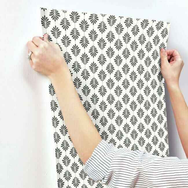 Leaflet Wallpaper Black White - York Wallcoverings - SS2549 - York Wallcoverings Wallpaper