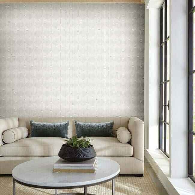 Palm Thatch White & Grey Wallpaper - York Wallcoverings - SS2565 - York Wallcoverings Wallpaper