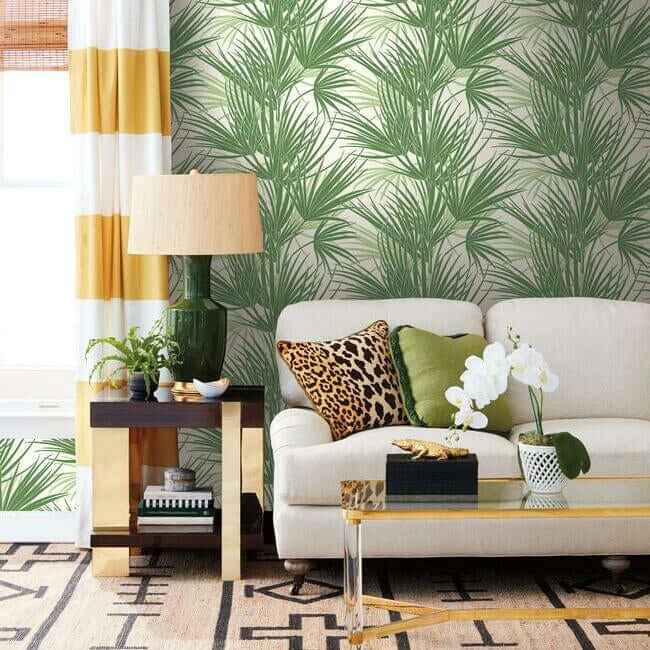 Palmetto Wallpaper Green - York Wallcoverings - SS2540 - York Wallcoverings Wallpaper