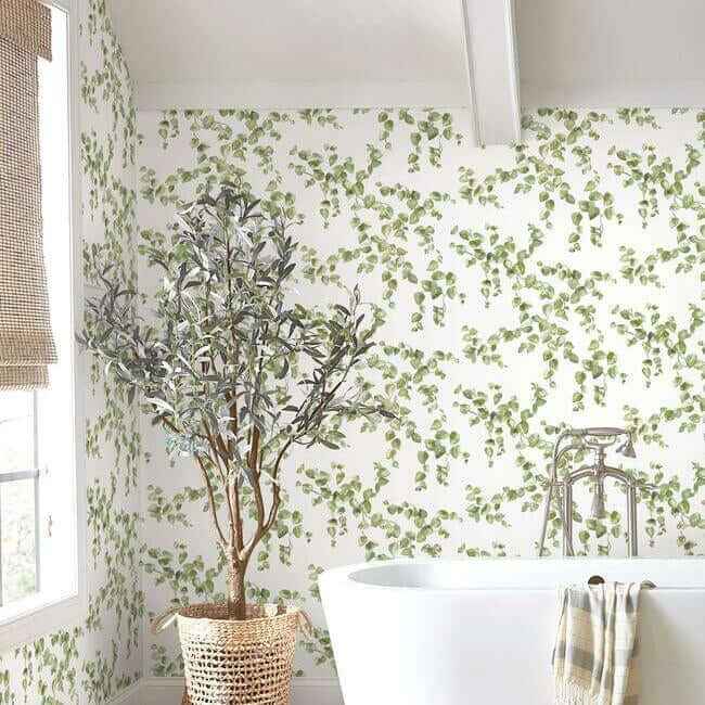 Creeping Fig Vine Green Wallpaper - York Wallcoverings - FH4036 - York Wallcoverings Wallpaper
