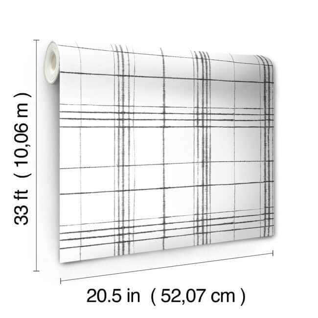farmhouse-plaid-black-white-wallpaper-york-wallcoverings-fh4016 - York Wallcoverings Wallpaper