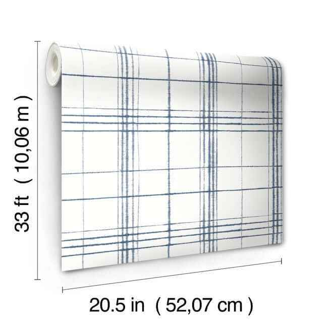 Farmhouse Plaid Navy & White Wallpaper - York Wallcoverings - FH4017 - York Wallcoverings Wallpaper