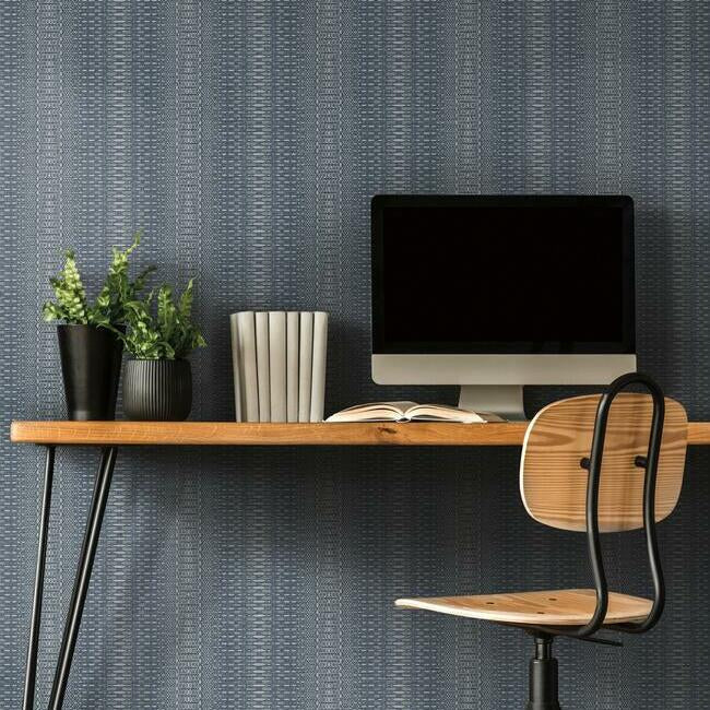 market-stripe-wallpaper-navy-york-wallcoverings-fh4011 - York Wallcoverings Wallpaper