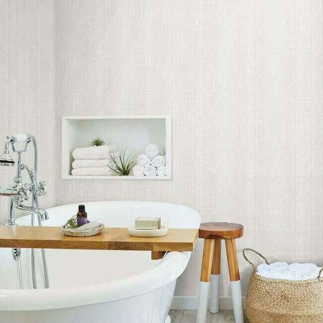 Market Stripe White Wallpaper - York Wallcoverings - FH4014 - York Wallcoverings Wallpaper