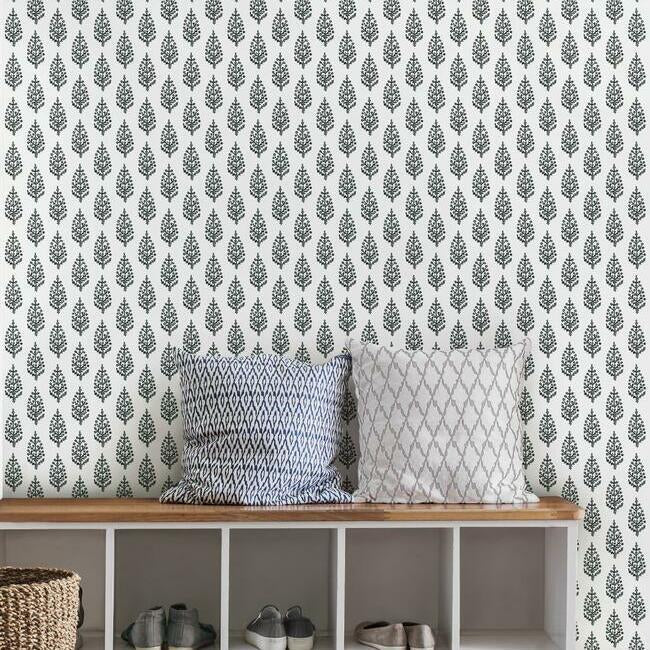 paisley-on-calico-wallpaper-blackwhite-york-wallcoverings-fh4069 - York Wallcoverings Wallpaper