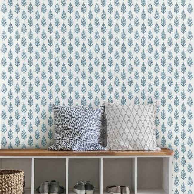 Paisley on Calico Blue Wallpaper - York Wallcoverings - FH4068 - York Wallcoverings Wallpaper