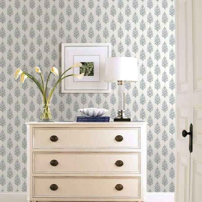 Paisley on Calico Wallpaper Grey - York Wallcoverings - FH4070 - York Wallcoverings Wallpaper