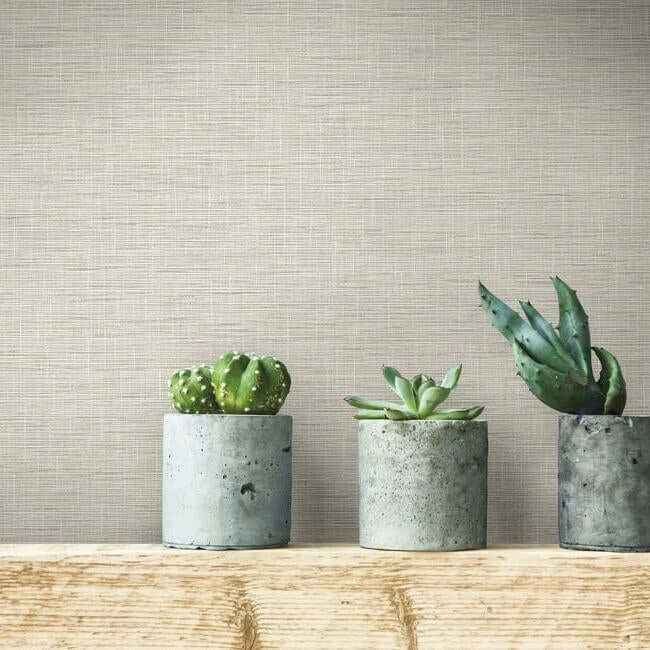 Silk Linen Weave Caramel Wallpaper - York Wallcoverings - FH4056