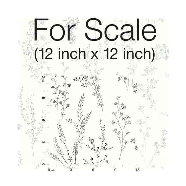 Wildflower Sprigs Black & White Wallpaper - York Wallcoverings - FH4026 - York Wallcoverings Wallpaper
