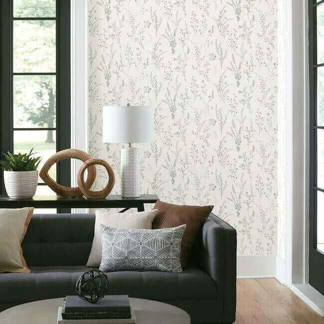 Wildflower Sprigs Pink & Green Wallpaper - York Wallcoverings - FH4028 - York Wallcoverings Wallpaper