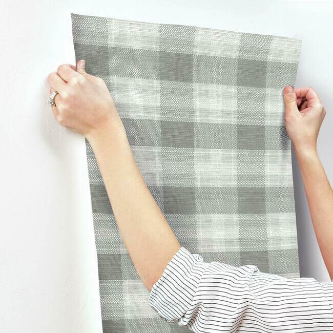 woven-buffalo-check-wallpaper-grey-york-wallcoverings-fh4081 - York Wallcoverings Wallpaper