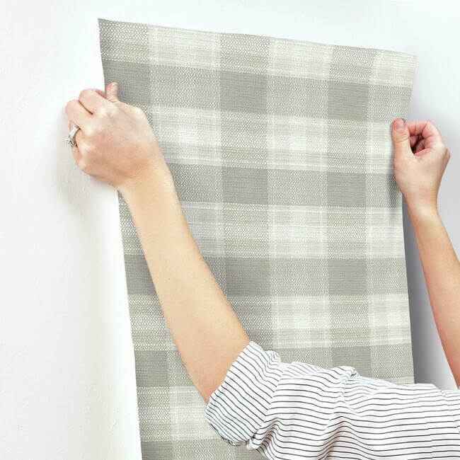 Woven Buffalo Check Wallpaper Linen - York Wallcoverings - FH4083 - York Wallcoverings Wallpaper