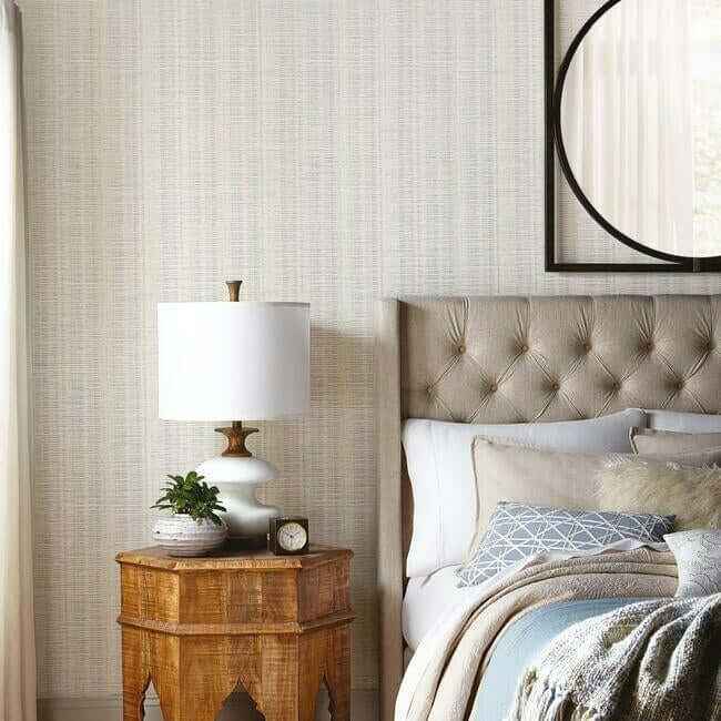 Broken Boucle Stripe Putty & Blue Wallpaper - York Wallcoverings - SR1517 - York Wallcoverings Wallpaper
