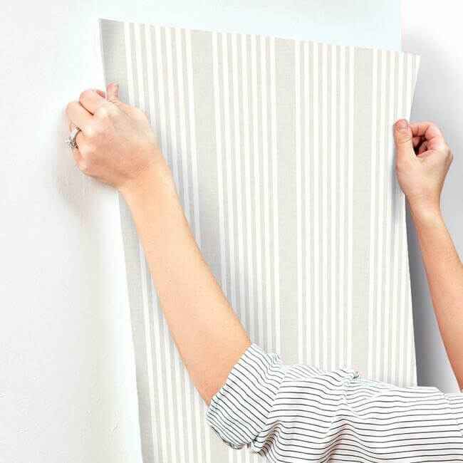 French Linen Stripe Soft Linen Wallpaper - York Wallcoverings - SR1581 - York Wallcoverings Wallpaper