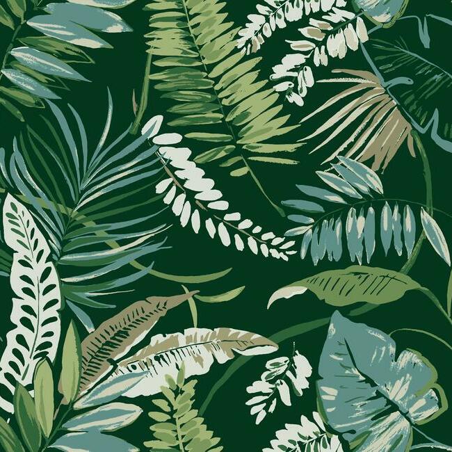 tropical-toss-wallpaper-dark-green-york-wallcoverings-tc2621 - York Wallcoverings Wallpaper