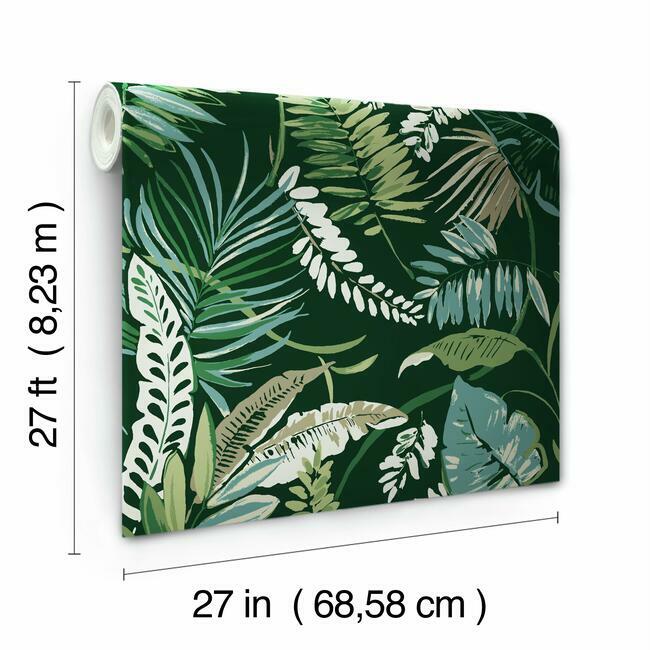 tropical-toss-wallpaper-dark-green-york-wallcoverings-tc2621 - York Wallcoverings Wallpaper