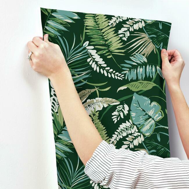 tropical-toss-wallpaper-dark-green-york-wallcoverings-tc2621 - York Wallcoverings Wallpaper