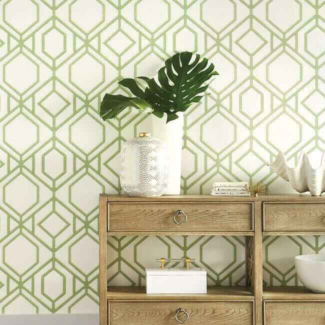 Sawgrass Trellis Green Wallpaper - York Wallcoverings - TC2631