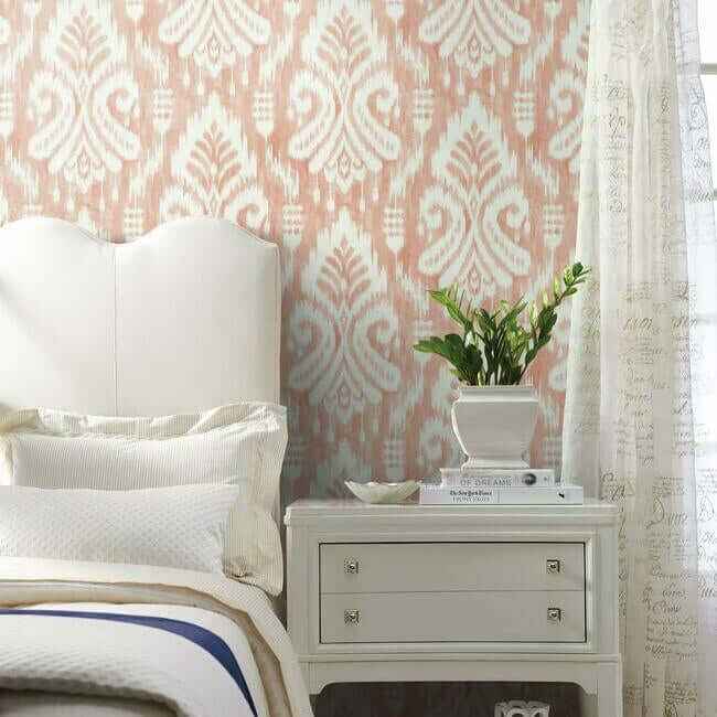 Hawthorne Ikat Coral Wallpaper - York Wallcoverings - TC2646 - York Wallcoverings Wallpaper