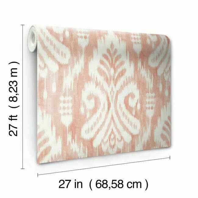 Hawthorne Ikat Coral Wallpaper - York Wallcoverings - TC2646 - York Wallcoverings Wallpaper