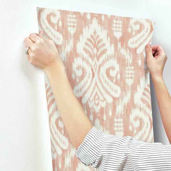 Hawthorne Ikat Coral Wallpaper - York Wallcoverings - TC2646 - York Wallcoverings Wallpaper