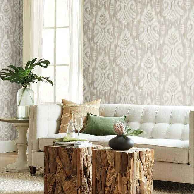 Hawthorne Ikat Wallpaper Taupe - York Wallcoverings - TC2642 - York Wallcoverings Wallpaper