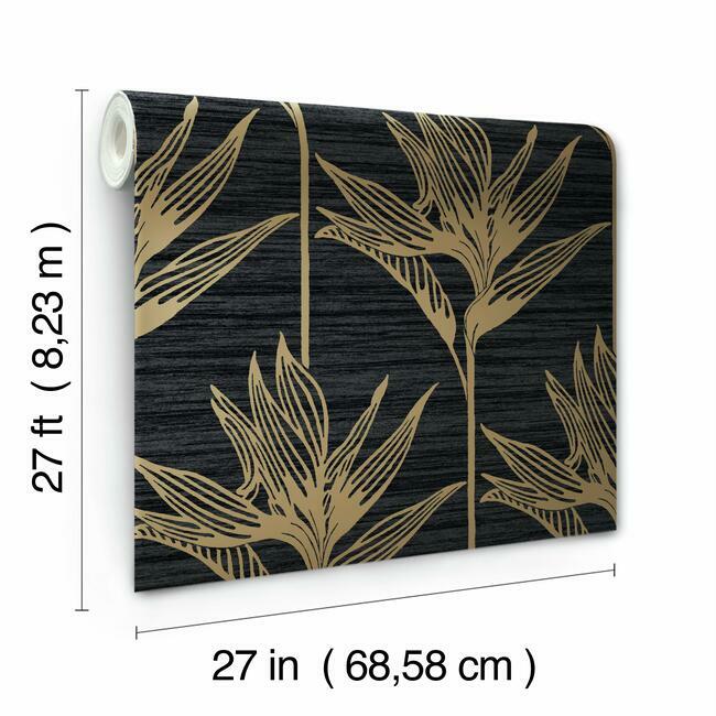 bird-of-paradise-wallpaper-blackgold-york-wallcoverings-tc2674 - York Wallcoverings Wallpaper