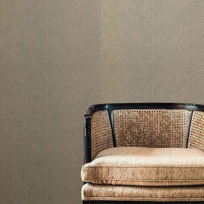 Palm Chevron Taupe & Gold Wallpaper - York Wallcoverings - TC2699 - York Wallcoverings Wallpaper