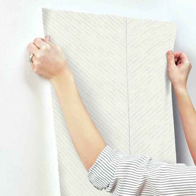 Palm Chevron White & Silver Wallpaper - York Wallcoverings - TC2692 - York Wallcoverings Wallpaper