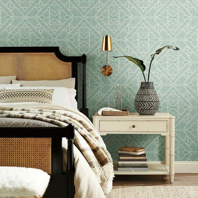 diamond-macrame-aqua-wallpaper-york-wallcoverings-tc2705 - York Wallpaper Wallpaper