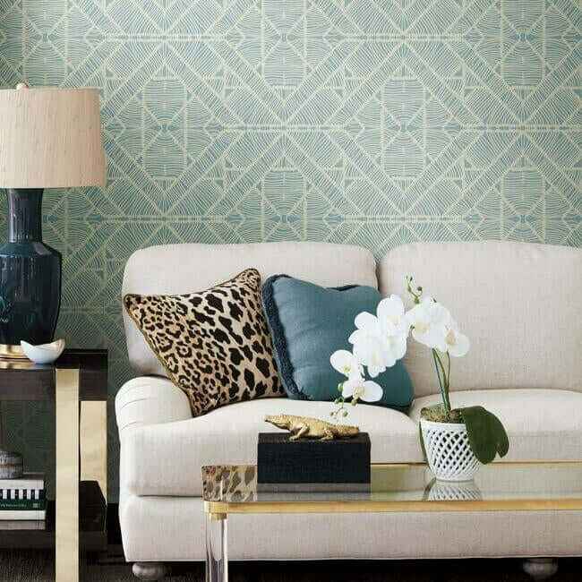 Diamond Macrame Blue Wallpaper - York Wallcoverings - TC2704