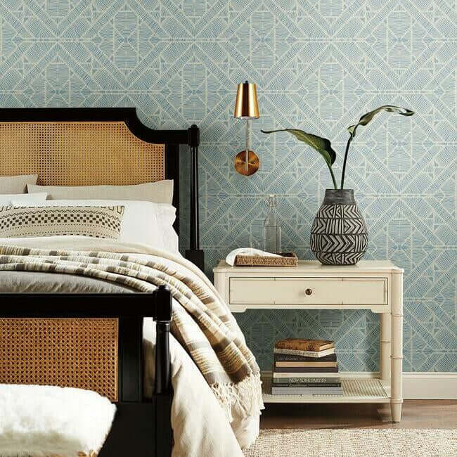 diamond-macrame-blue-wallpaper-york-wallcoverings-tc2704 - York Wallcoverings Wallpaper