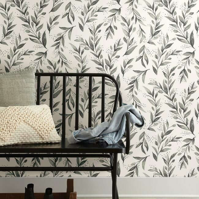 magnolia-home-olive-branch-charcoal-peel-stick-wallpaper-york-wallcoverings-psw1003rl - York Wallpaper Wallpaper