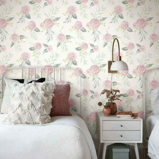 magnolia-home-watercolor-roses-pink-peel-stick-wallpaper-york-wallcoverings-psw1010rl - York Wallpaper Wallpaper