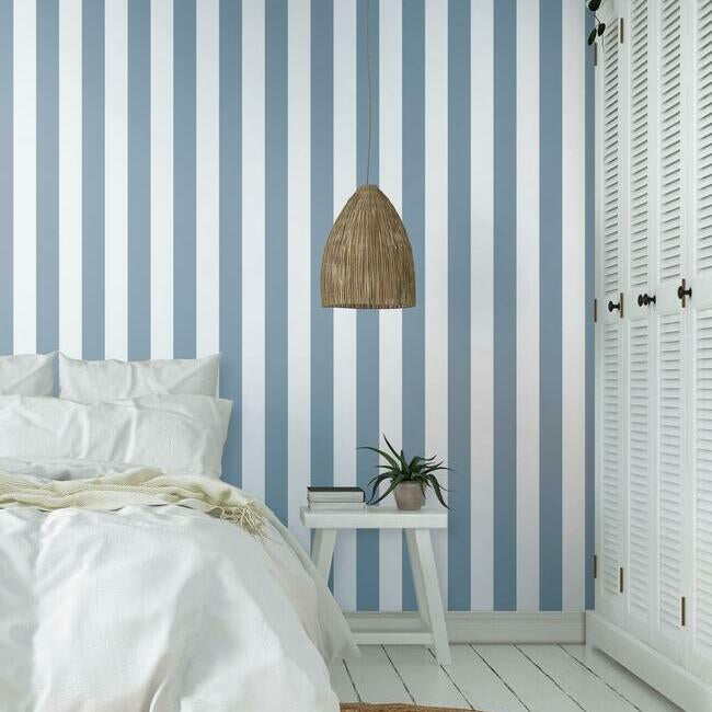 awning-stripe-wallpaper-chambray-york-wallcoverings-cv4443 - York Wallcoverings Wallpaper