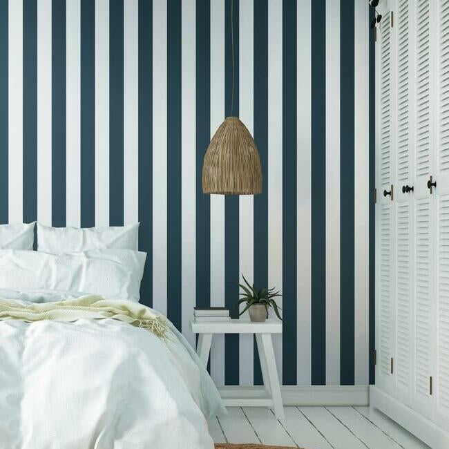 awning-stripe-wallpaper-navy-york-wallcoverings-sa9174 - York Wallcoverings Wallpaper