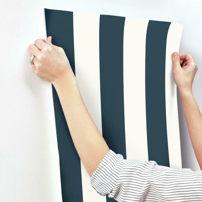 awning-stripe-wallpaper-navy-york-wallcoverings-sa9174 - York Wallcoverings Wallpaper