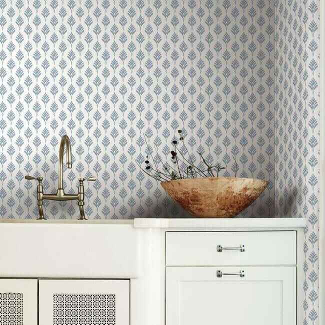 French Scallop Blue Wallpaper - York Wallcoverings - CV4459