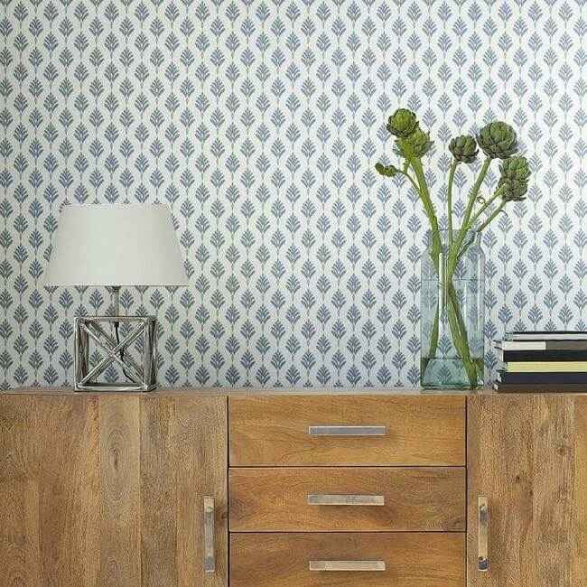French Scallop Blue Wallpaper - York Wallcoverings - CV4459 - York Wallcoverings Wallpaper