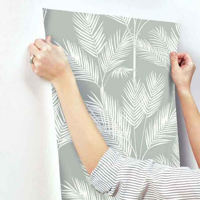 King Palm Silhouette Grey Wallpaper - York Wallcoverings - CV4412 - York Wallcoverings Wallpaper