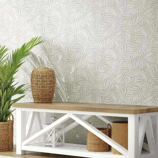 oahu-fronds-cream-off-white-wallpaper-york-wallcoverings-cv4436 - York Wallpaper Wallpaper