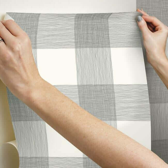 magnolia-home-common-thread-black-white-peel-stick-wallpaper-york-wallcoverings-psw1000rl - York Wallpaper Wallpaper