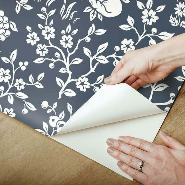fox-hare-premium-peel-stick-wallpaper-navy-york-wallcoverings-psw1166rl - York Wallcoverings Wallpaper