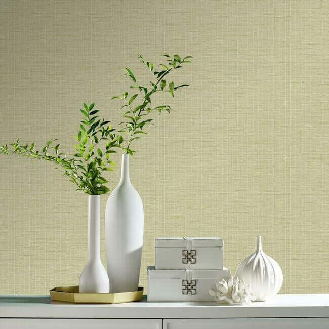 weave-with-pinstripe-khaki-wallpaper-york-wallcoverings-et4064 - York Wallpaper Wallpaper