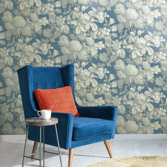 antique-floral-in-wedgewood-blue-grey-wallpaper-york-wallcoverings-kc1845 - York Wallpaper Wallpaper