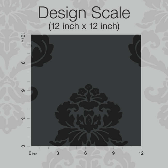 graphic-damask-black-wallpaper-york-wallcoverings-bl0397 - York Wallcoverings Wallpaper