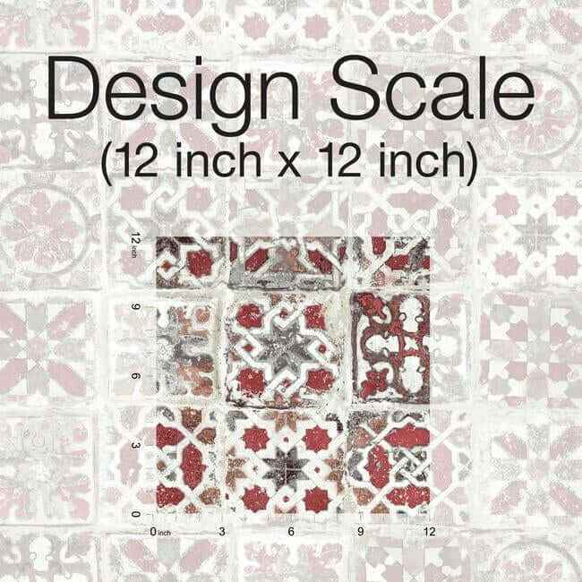 Encaustic Tile Red Peel & Stick Wallpaper - York Wallcoverings - PSW1300RL - York Wallcoverings Wallpaper