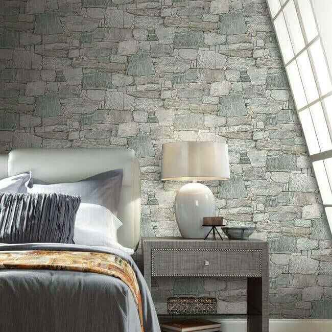 Chateau Stone Grey & Beige Peel & Stick Wallpaper - York Wallcoverings - PSW1307RL - York Wallcoverings Wallpaper